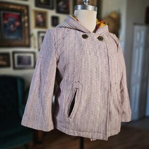 Tulle Hooded Jacket Anthropologie Large Diamond Pattern Beige Cotton Coat‎